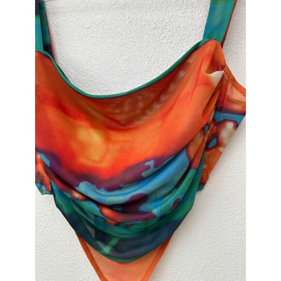 Miaou Multicolor Mesh Bandana Cowl Tank Top Women’s S - Picture 2 of 15